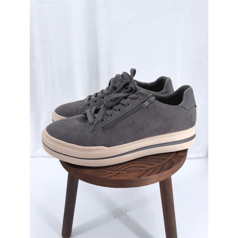 Clarks Audreigh Sky Dark Grey Platform Sneakers Side Zip Womens 11 M Neutral